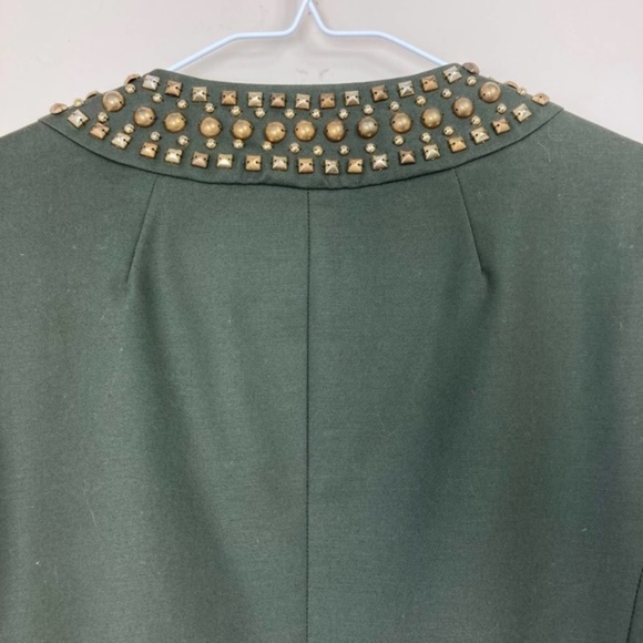 MICHAEL KORS Studded Moto Jacket Blazer Green S - Picture 4 of 10